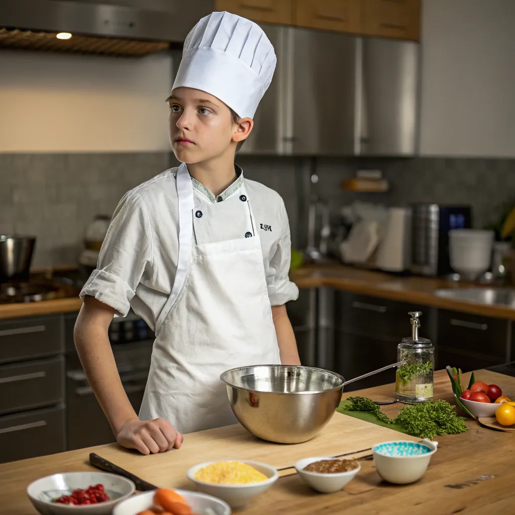 Teenager in a chef hat